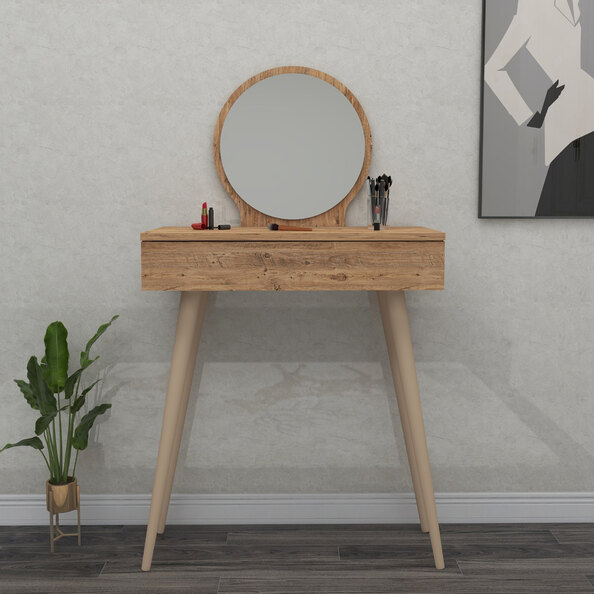 Siena Wooden Dressing Table with Mirror in Atlantic Pine