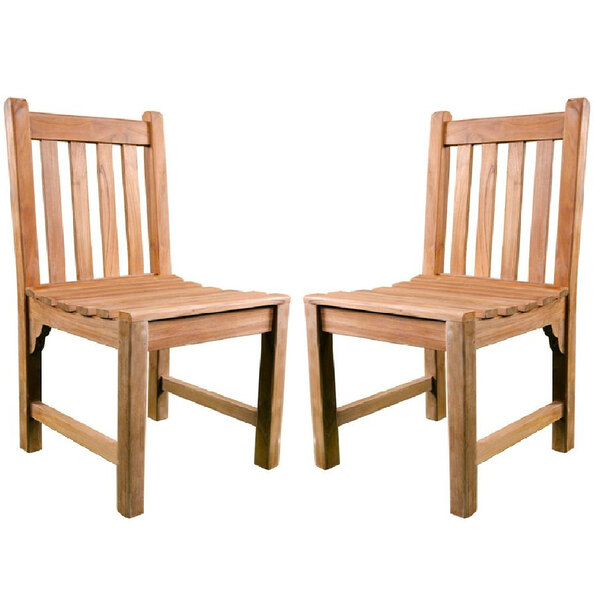 Sierra Teak Wooden Outdoor Side Chairs In Pair