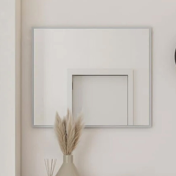 Silvis Bedroom Wall Mirror In Grey Wooden Frame