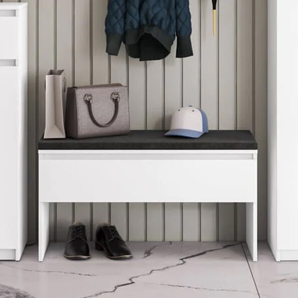 Silvis Wooden Hallway Seating Bench In White