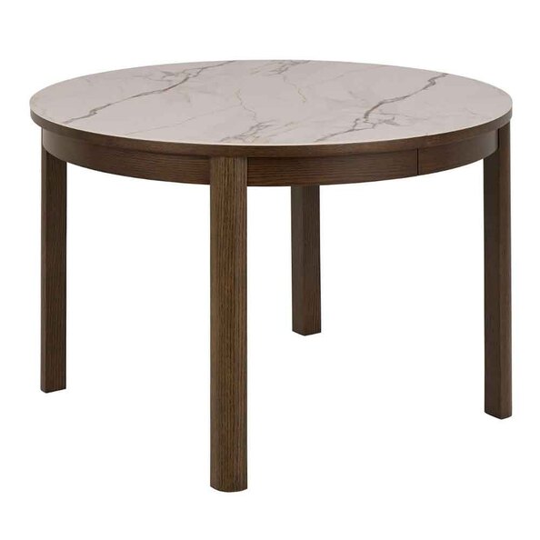 Simcoe Ceramic Top Round Dining Table In Smoked Oak