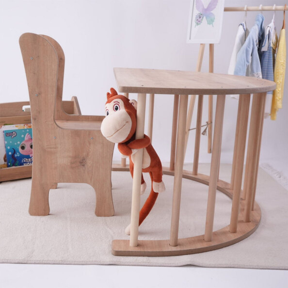 Sincap Wooden Table and Chair in Brown