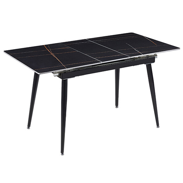 Sion Sintered Ceramic Stone Extending Dining Table In Black Effect