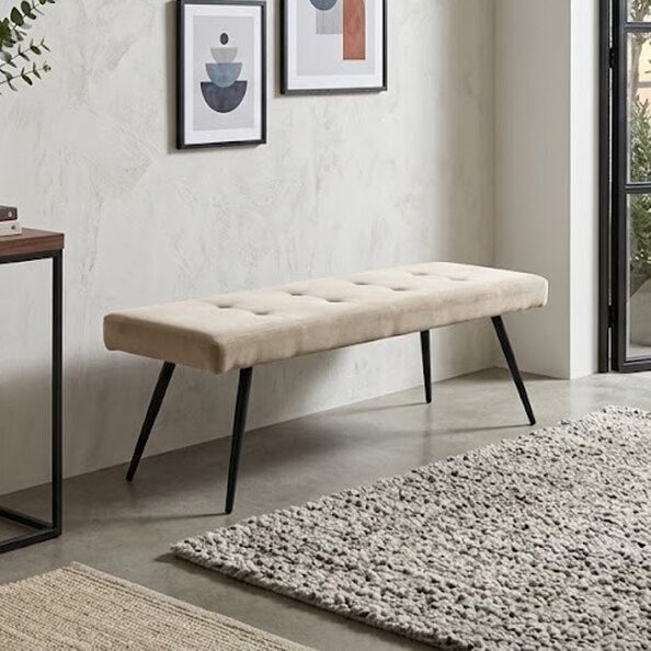 Sirel Faux Leather Dining Bench in Stone