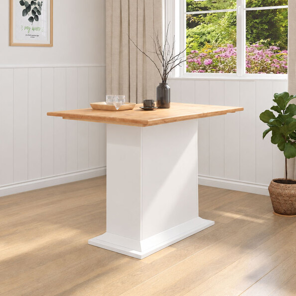 Sireon Wooden Dining Table in White and Wax