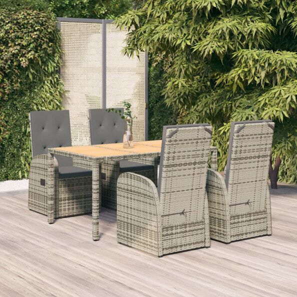 Sitka Poly Rattan 5 Piece Garden Dining Set Large In Grey