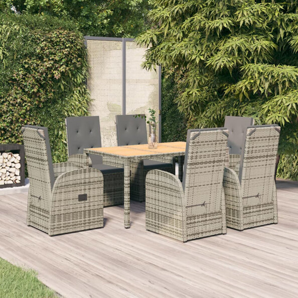 Sitka Poly Rattan 7 Piece Garden Dining Set In Grey