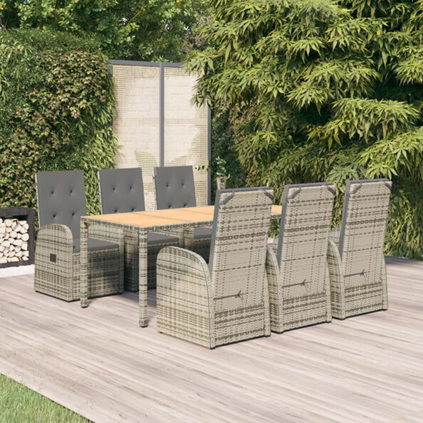 Sitka Poly Rattan 7 Piece Garden Dining Set Large In Grey