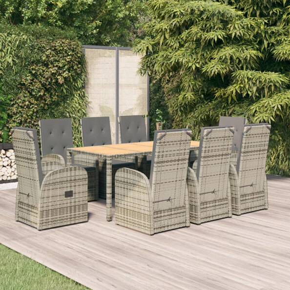 Sitka Poly Rattan 9 Piece Garden Dining Set In Grey