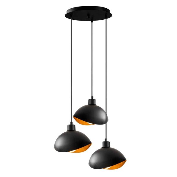 Sivani 3 Light Metal Cluster Ceiling Pendant Light in Black