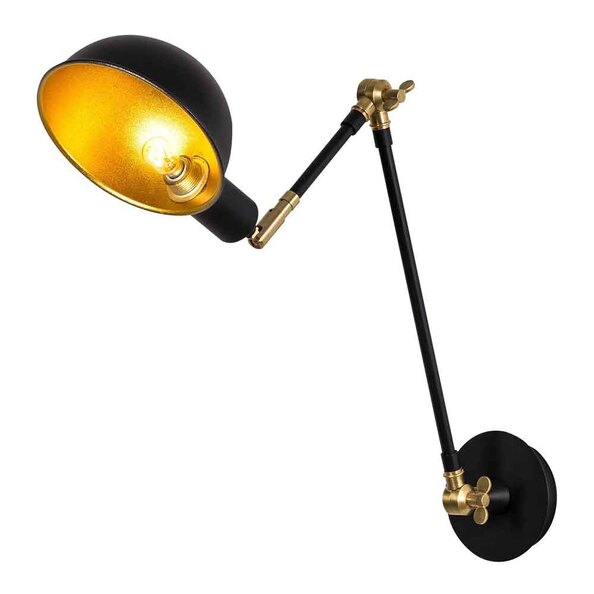 Sivani Adjustable Metal Wall Lamp in Black and Gold