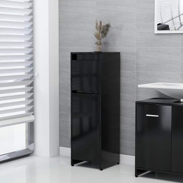 Smyrna Wooden Bathroom Storage Cabinet With 1 Door In Black