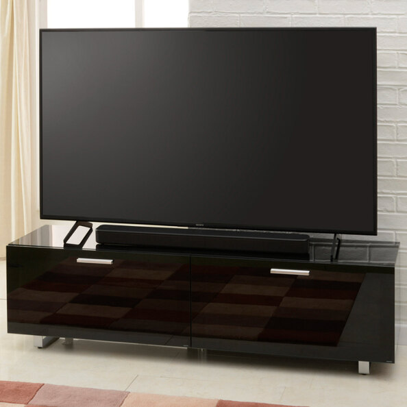 Sofia 1600mm Glass Top TV Stand With 2 Door - Black High Gloss