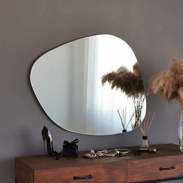 Soho Glass Wall Mirror with White Wooden Frame