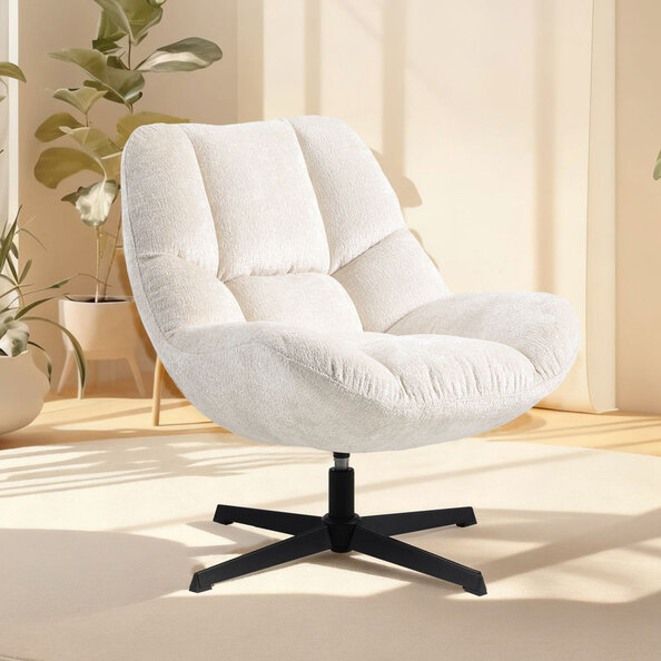 Solaro Fabric Accent Chair in Ivory White