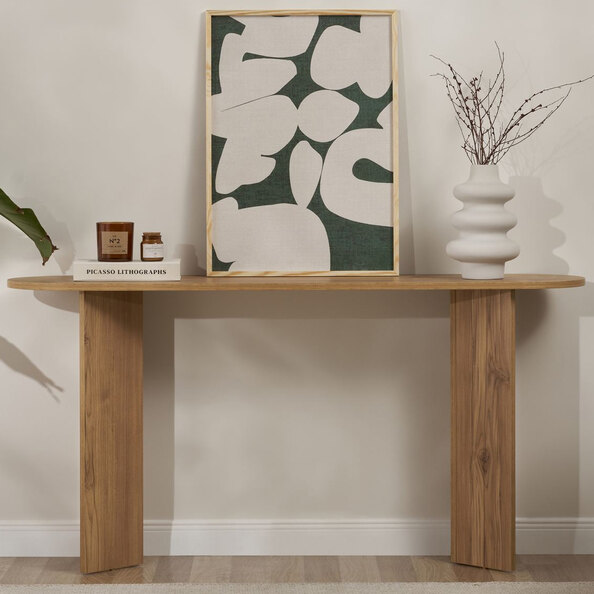 Solea Oval Wooden Console Table In VNT Oak