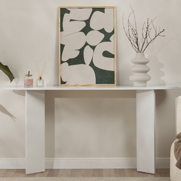 Solea Oval Wooden Console Table In White