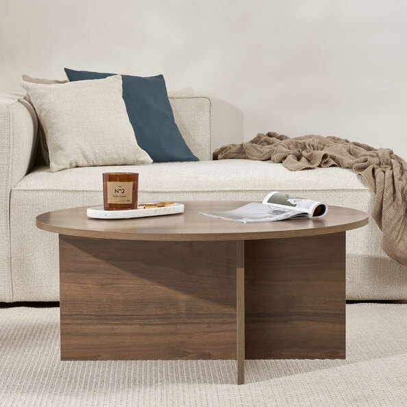 Soleva Round Wooden Coffee Table in Walnut