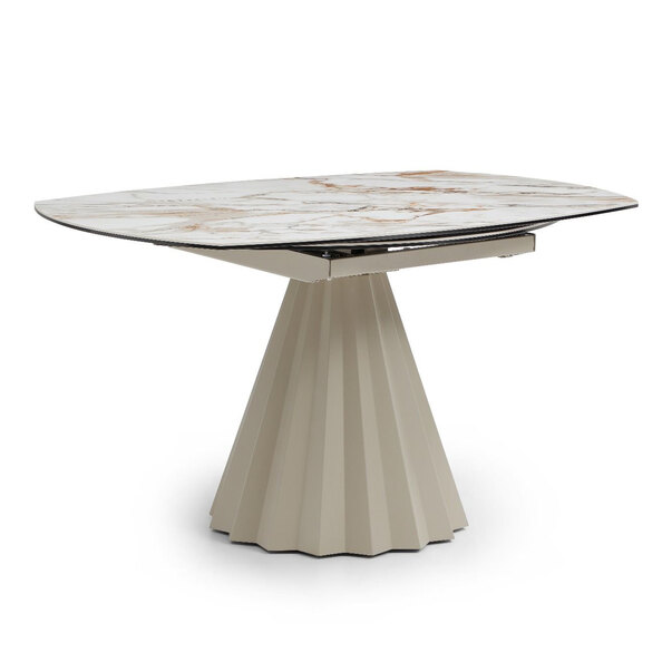 Solviro Sunset Vein Ceramic Top Extending Dining Table with Champagne Base