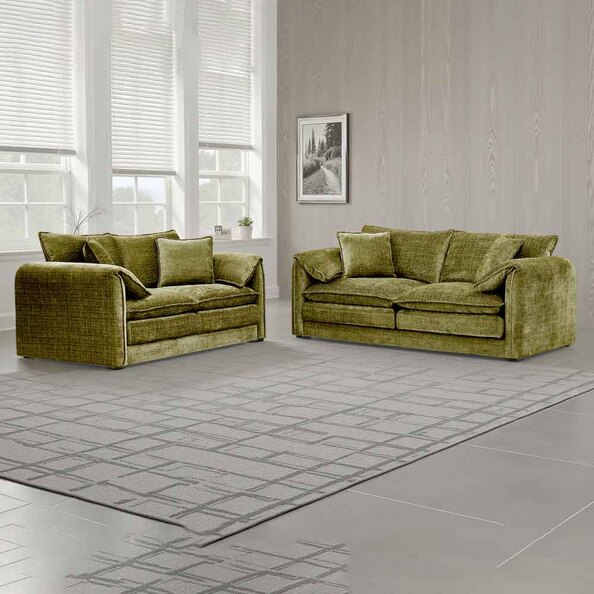 Somera Fabric 3+2 Seater Sofa Set in Green