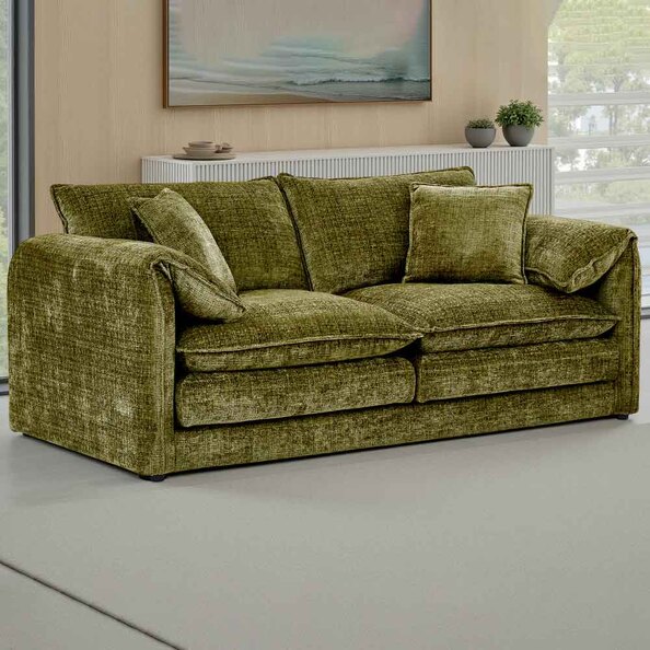 Somera Fabric 3 Seater Sofa in Green