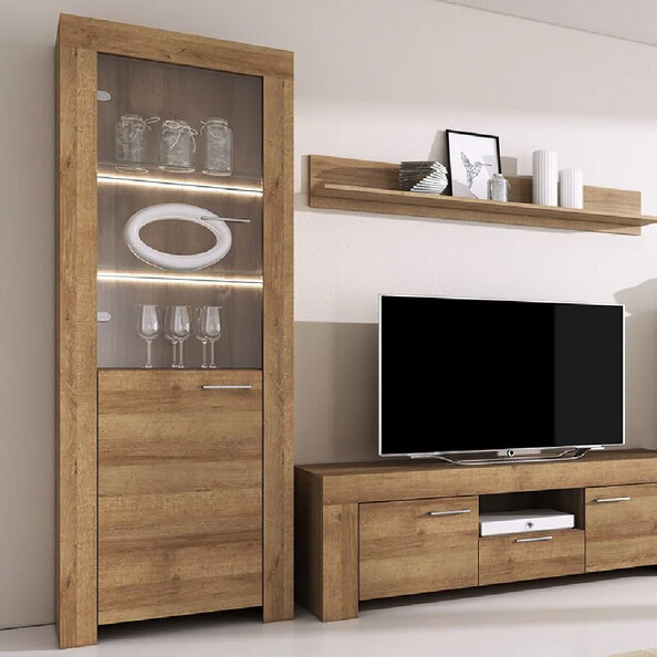 Sonora Wooden Display Cabinet With 2 Doors In Riviera Oak