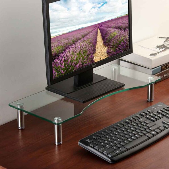 Sorella Clear Glass Monitor Stand Riser