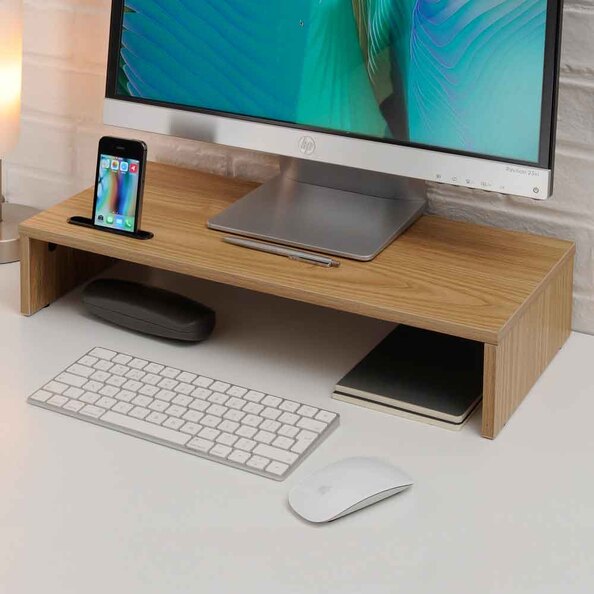 Sorella Wooden Monitor Stand Riser in Oak
