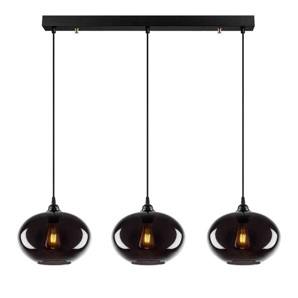 Sormel 3 Light Glass Ceiling Pendant Light in Black