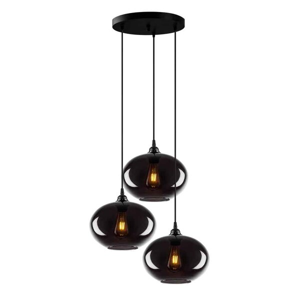 Sormel 3 Light Glass Drop Ceiling Pendant Light in Black