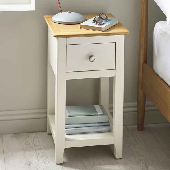 Sorrento Wooden Bedside Cabinet with 1 Drawer in White and Oak