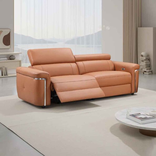 Southwark Leather Recliner 3 Seater Sofa In Tan