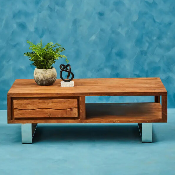 Spooner Wooden Coffee Table With 1 Drawer In Brown