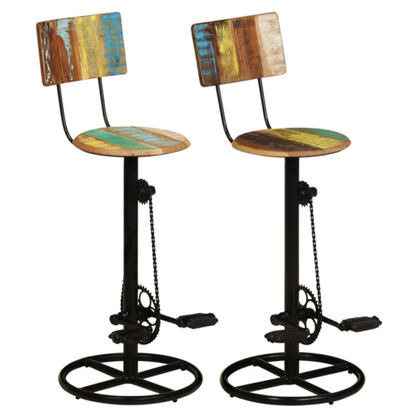 Stacy Multicolour Solid Reclaimed Wooden Bar Stools In A Pair