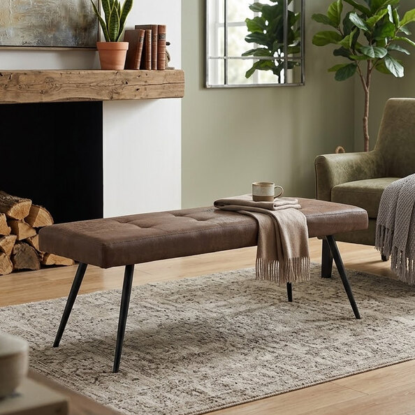 Stamford Fabric Dining Bench in Antique Ebony