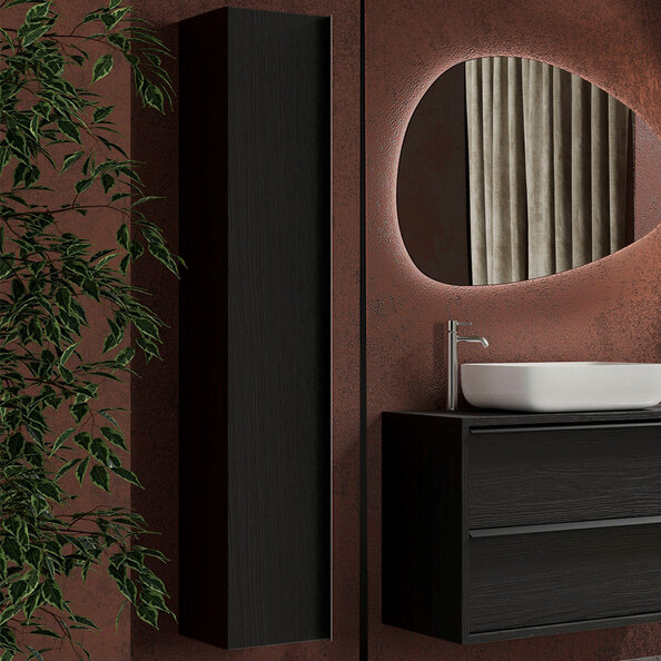 Steelville Wooden Bathroom Wall Cabinet With 1 Door In Burnt Black