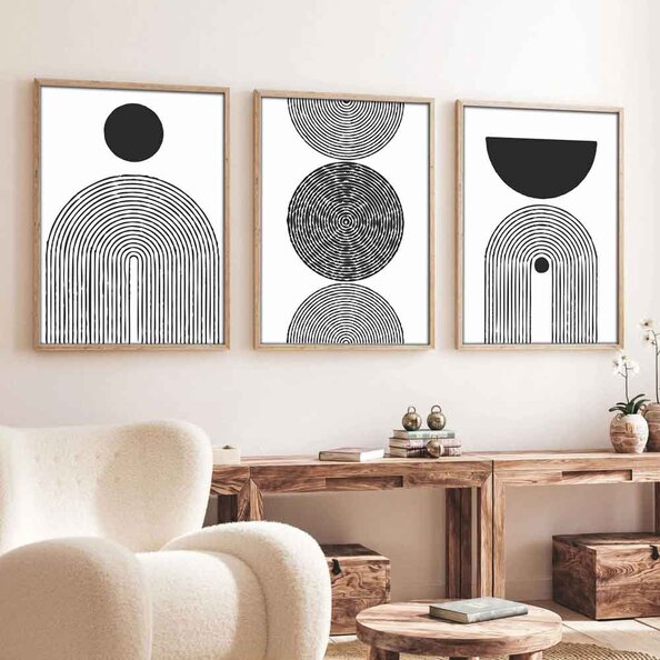 Stillform Wooden 30x40cm Monochrome Art Frame Set of 3 in Black and White