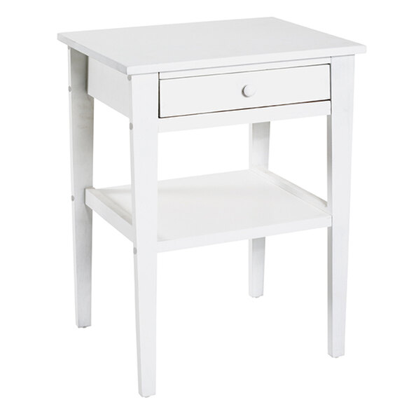 Stockton Wooden 1 Drawer Side Table In White