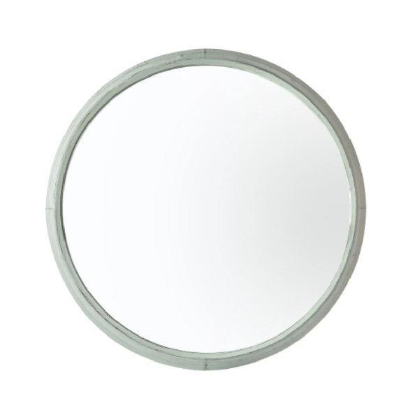 Stonington Outdoor Round Mirror In Mint Frame