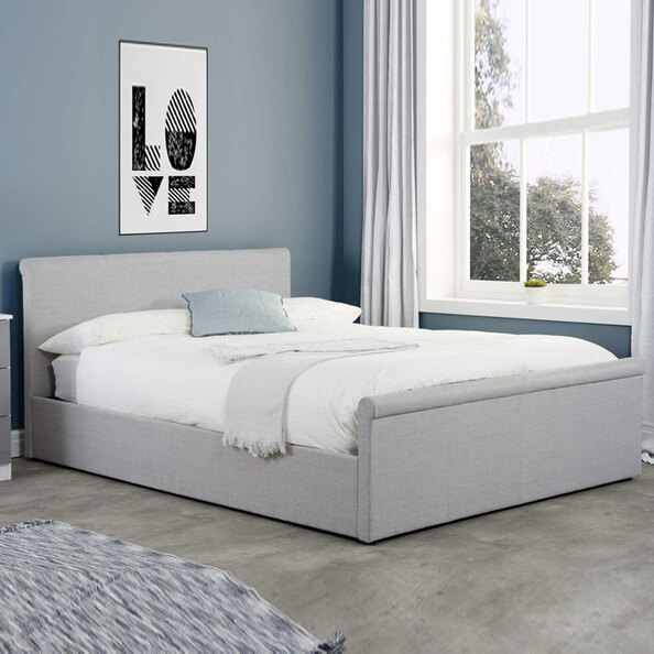 Stratos Fabric Ottoman Storage King Size Bed In Grey