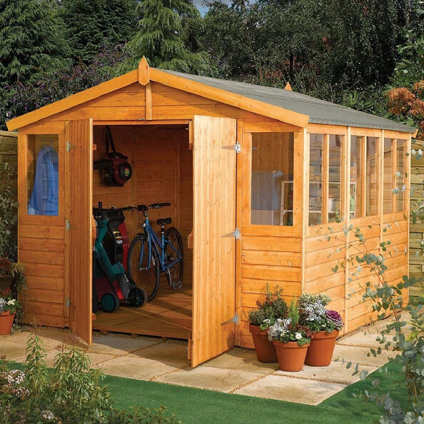 Stroden Wooden Garden Apex Workshop In Honey Brown 9x18