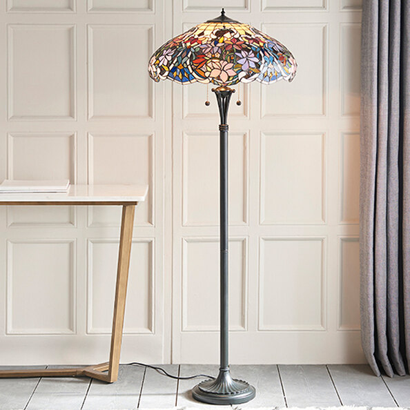 Sullivan Tiffany Glass Floor Lamp In Dark Bronze