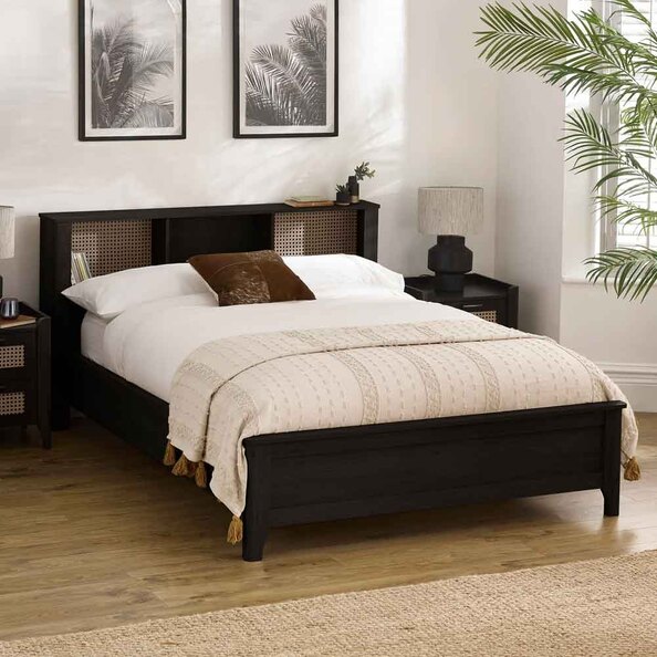 Sumter Wooden Double Bed in Black Ash