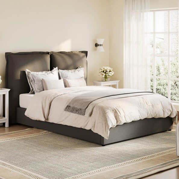 Suquamish Fabric King Size Bed - Deep Grey