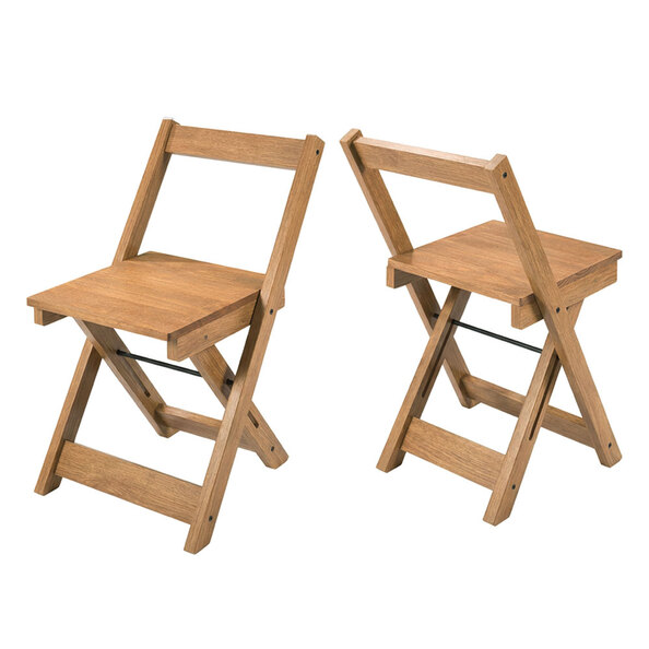 Suva Natural Wooden Folding Dining Chairs in Pair