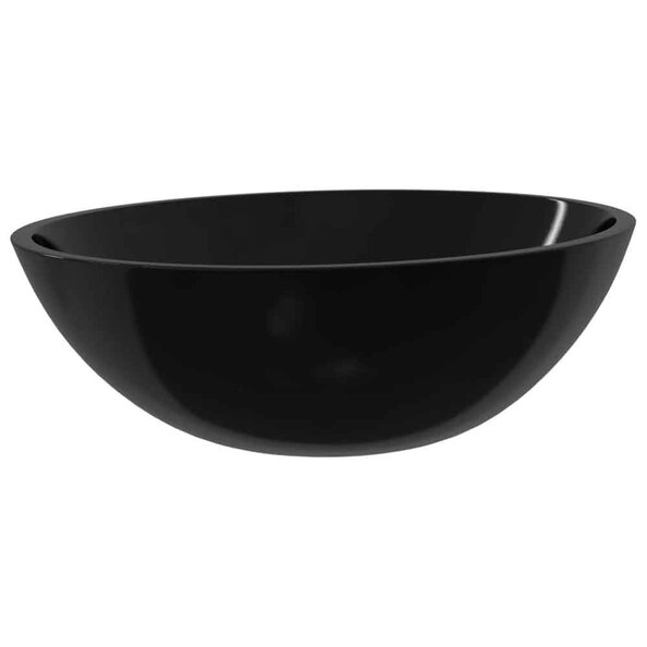 Tacoma Oval Countertop Basin Without Waste 500mm Wide 0TH - Black Glass