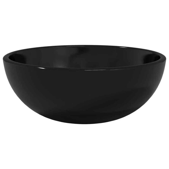 Tacoma Round Countertop Basin Without Waste 300mm Wide 0TH - Black Glass