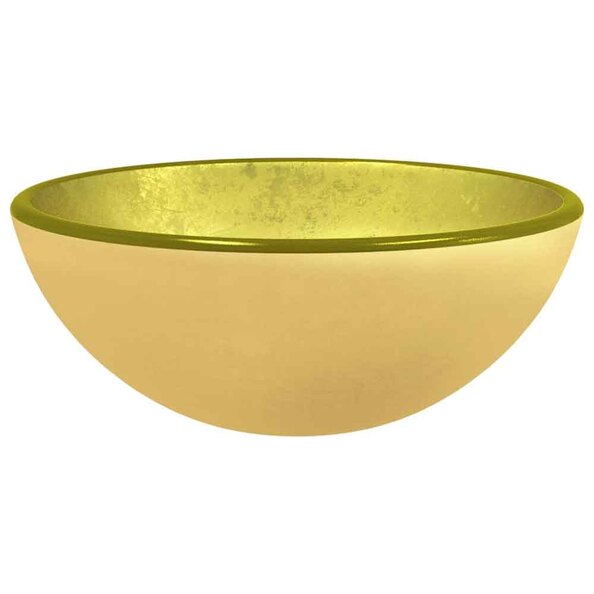 Tacoma Round Countertop Basin Without Waste 300mm Wide 0TH - Gold Glass