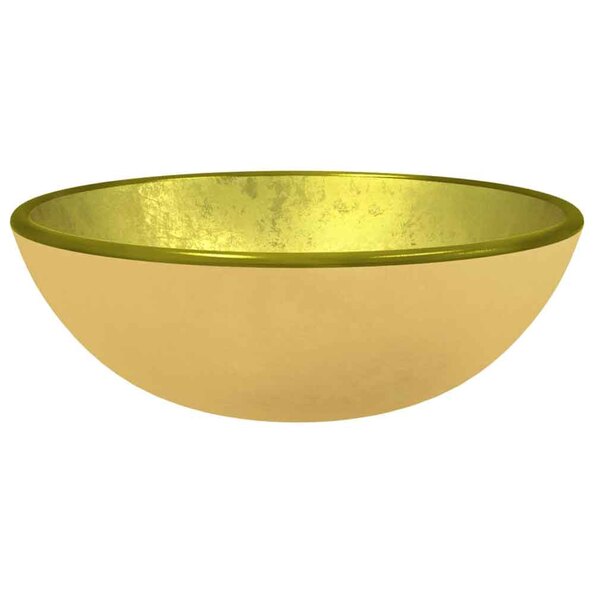 Tacoma Round Countertop Basin Without Waste 350mm Wide 0TH - Gold Glass