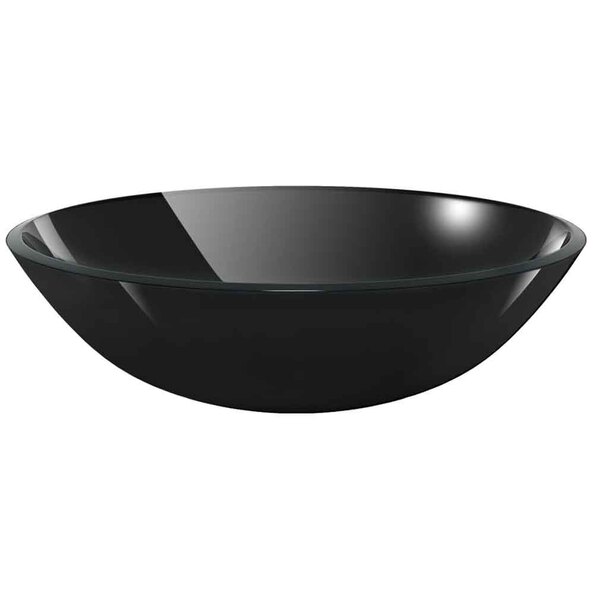 Tacoma Round Countertop Basin Without Waste 420mm Wide 0TH - Black Glass